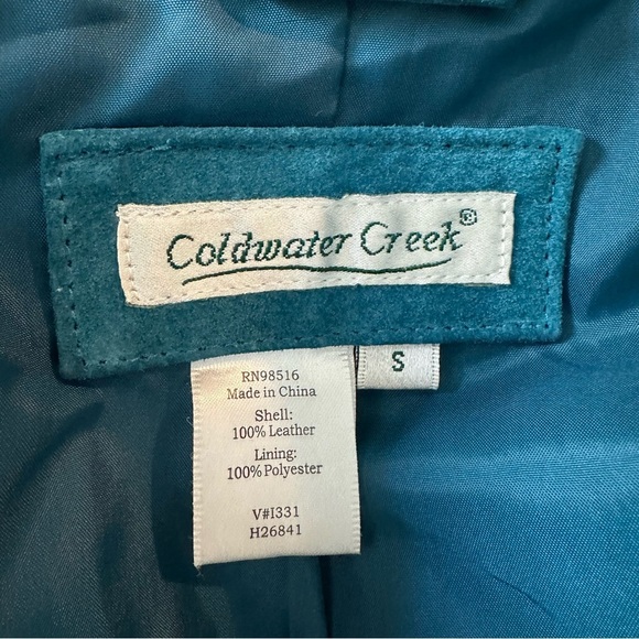 Coldwater Creek Teal Aqua Suede Leather Fitted Jacket - Picture 6 of 6